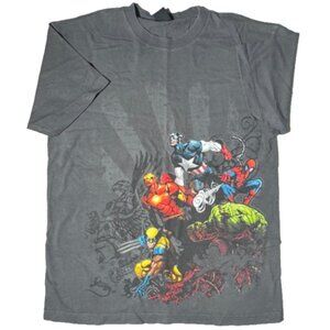 (XL) VTG MARVEL SUPERHERO TSHIRT Hulk Iron Man Cpt America Spiderman Wolverine